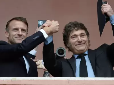 Los mandatarios Macron y Milei en la visita que el galo hizo a la Casa Rosada. (Foto: archivo web)