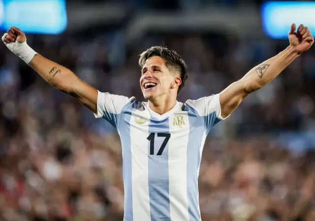 Giuliano Simeone realiz� su primer gol para la Selecci�n argentina, frente a Brasil.