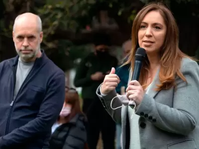Tiempos mejores: Vidal junto a Rodr�guez Larreta en un acto de campa�a en 2021 (Foto: T�lam).