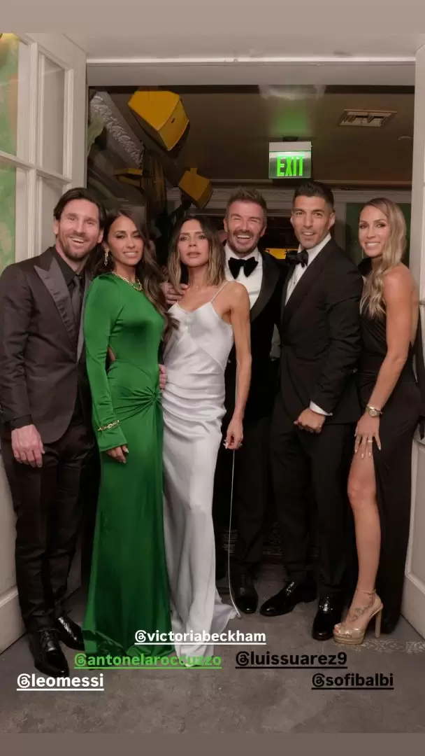 Messi y Antonela juntos con David Beckham y otros invitados.