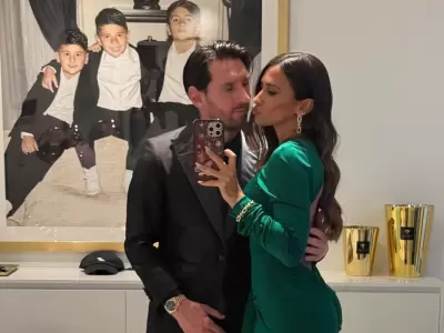 Messi y Roccuzzo se robaron las c�maras de la fiesta de David Beckham.