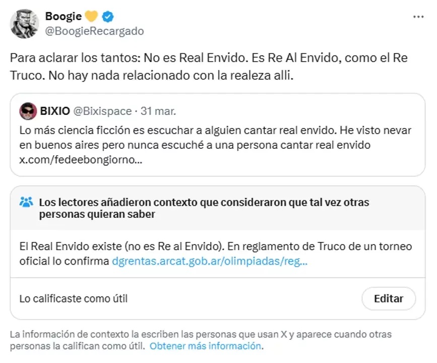 X y la discusi�n por el Real Envido