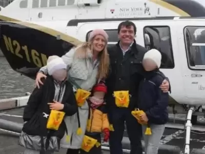 Se trata de una familia espa�ola que contrat� la aeronave para recorrer  la ic�nica ciudad.
