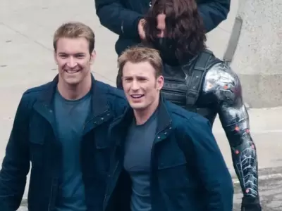 Chris Evans y su doble de riesgo en el set de Capit�n Am�rica.