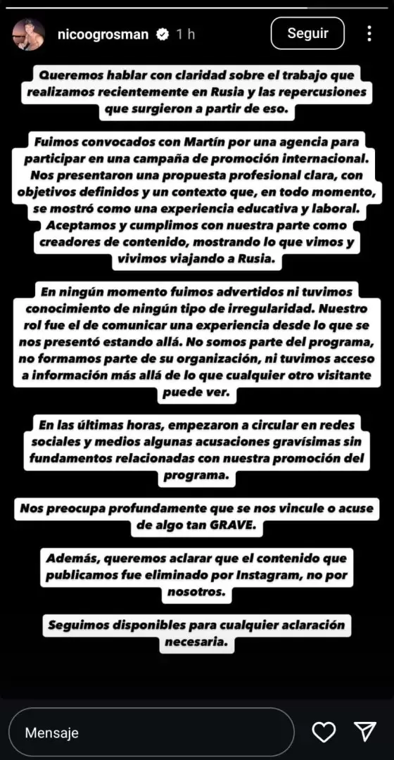 Descargo de los influencer.