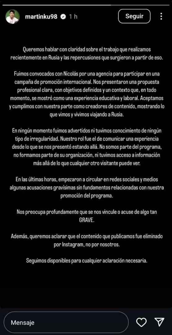 Descargo de los influencer.