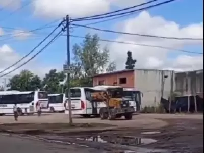 Un hombre se ofusc� por un choque y atac� tres colectivos con una retroexcavadora/ Fuente: Captura de Video