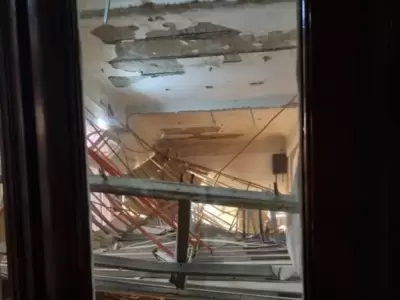 Tras el derrumbe, por milagro no hubo personas heridas,  ni atrapadas.