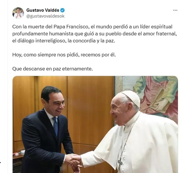 Gustavo Valdés, gobernador correntino sobre la muerte del Papa Francisco/ Fuente: X