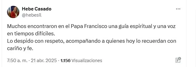 Hebe Casado/ Fuente: X