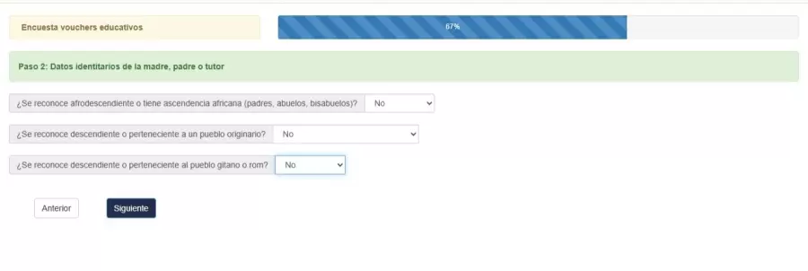 La encuesta es un paso obligatorio para completar la inscripción