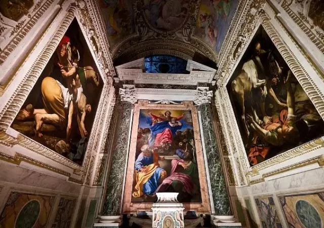 Santa Mara del Popolo y sus obras de Caravaggio y el Carracci.
