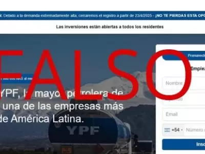 Publicaci�n falsa envocando a YPF y al Gobierno nacional. Fuente: Captura de pantalla de publicaci�n enga�osa