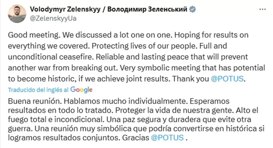 Posteo de Zelenski