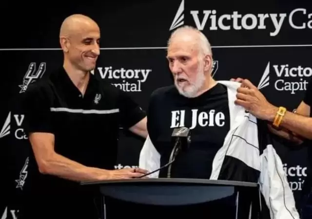 Popovich reapareci� con Manu Gin�bili y Tim Duncan