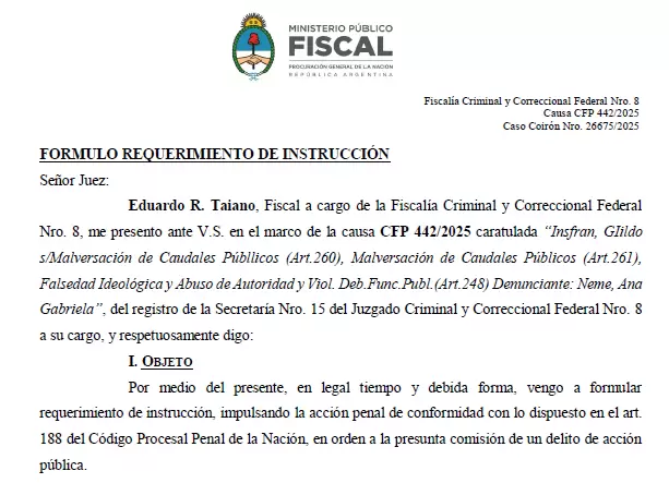 Denuncia contra Insfr�n