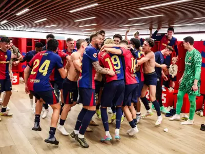 El loco festejo del Barcelona tras la victoria