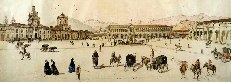 Santiago de Chile en tiempos en que lleg� el futuro papa P�o IX. (Imagen: archivo web)