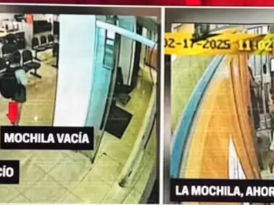 Familiares de Mauricio Novelli con bolsos con dinero.