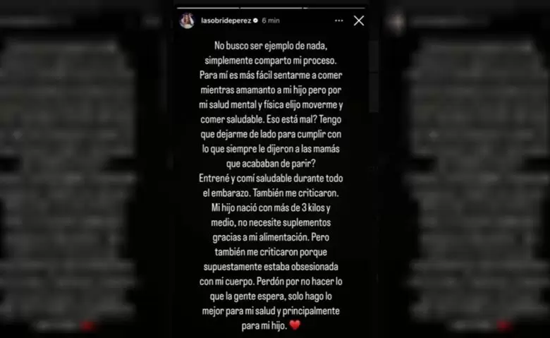 Sol Pérez y el mensaje que dejó en Redes Sociales.
