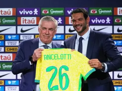 Carlo junto al titular de la Confederaci�n Brasile�a, Samir Xaud
