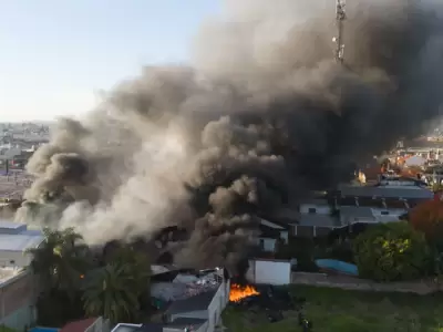 Vista a�rea del incendio de la pa�alera en Lomas del Mirador, en la provincia de Buenos Aires.