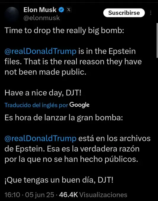 El pol�mico posteo de Musk.