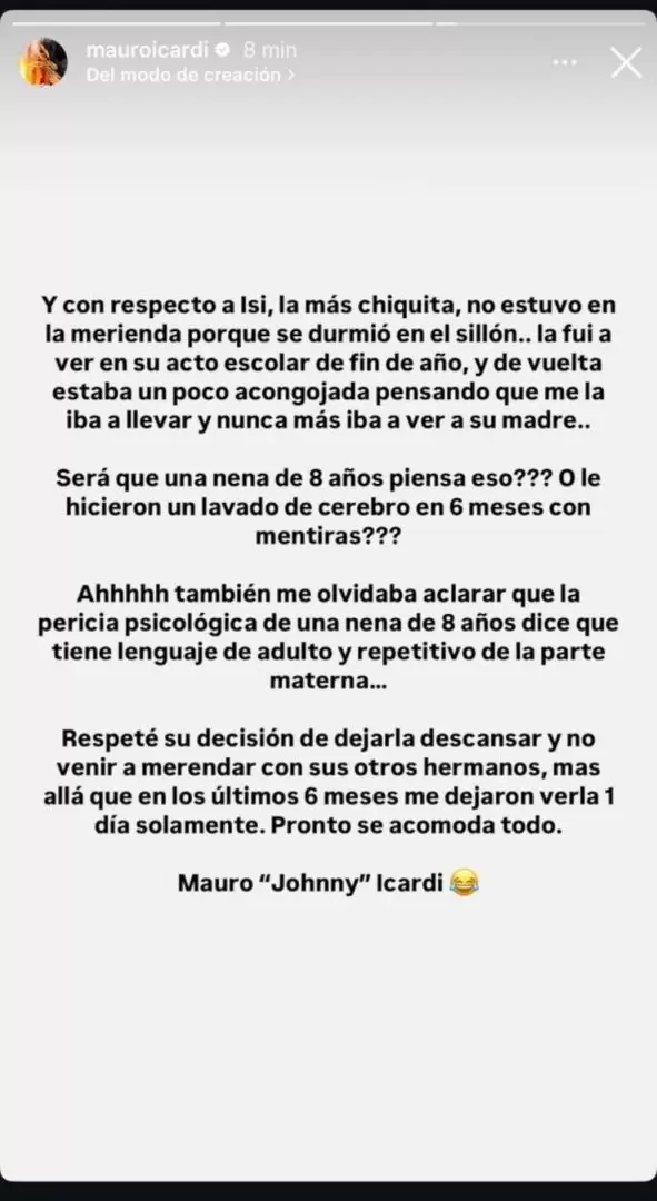 Mauro Icardi aclara porque no estuvo Isabella en la merienda juntos con los hijos varones de Wanda y Francesca/ Fuente: Instagram Mauro Icardi