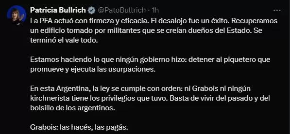 Patricia Bullrich a Grabois