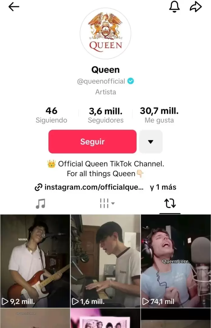 Sitio oficial de Queen.