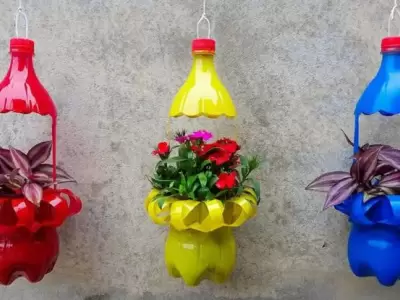 Maceteros con botellas de pl�stico/ Fuente: Pinterest