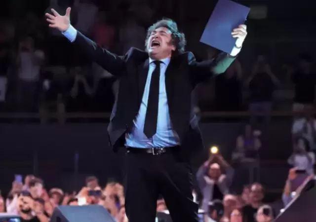 Javier Milei durante su encendido acto en Espa�a.