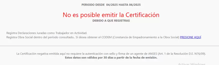 En este ejemplo, se trata de una certificaci�n de una persona que tiene trabajo en relaci�n de dependencia y obra social