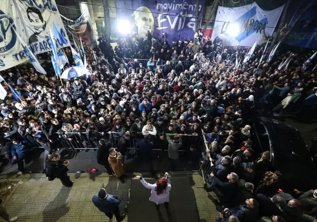 Cristina Kirchner en la sede del PJ nacional.