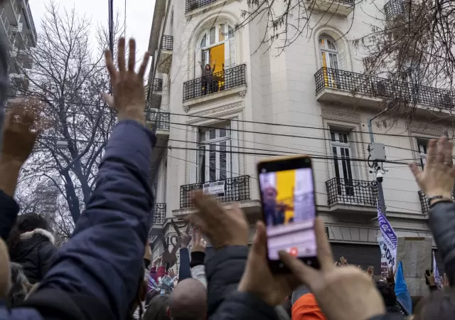Cristina Kirchner en su departamento de Constituci�n.
