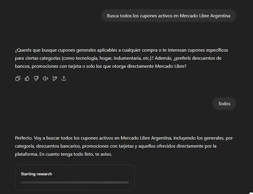 Ejemplo de b�squeda de descuentos en ChatGPT