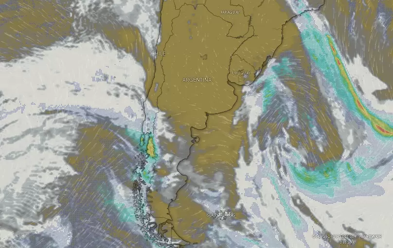Nubosidad sobre la Rep�blica Argentina a las 09.41.