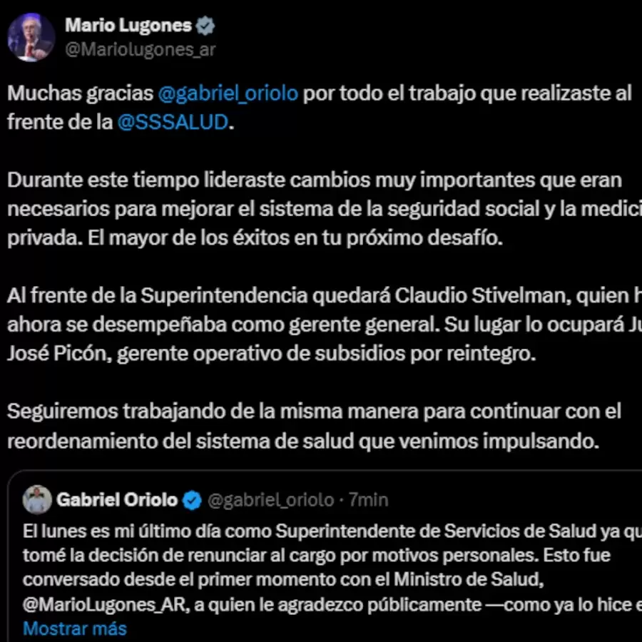 Confirmaci�n de la renuncia de Oriolo