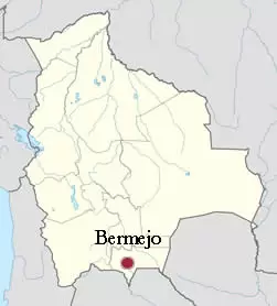 Ubicación de la ciudad de Bermejo, en el sur de Bolivia.