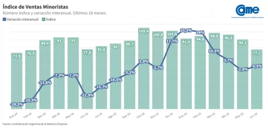 Ventas en junio del 2025, seg�n la CAME.