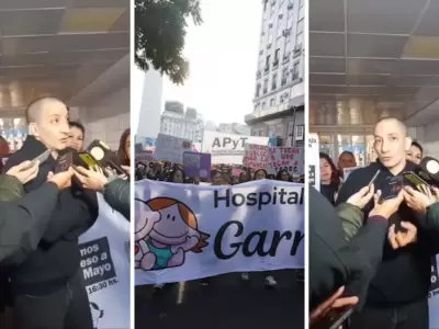 Juan Minuj�n apoy� a los trabajadores del Hospital Garrahan contra los recortes en salud.