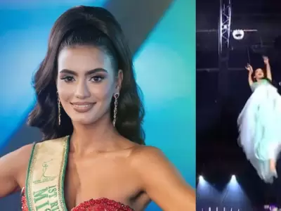 Laura P�rez se accident� en Miss Universe Latina.