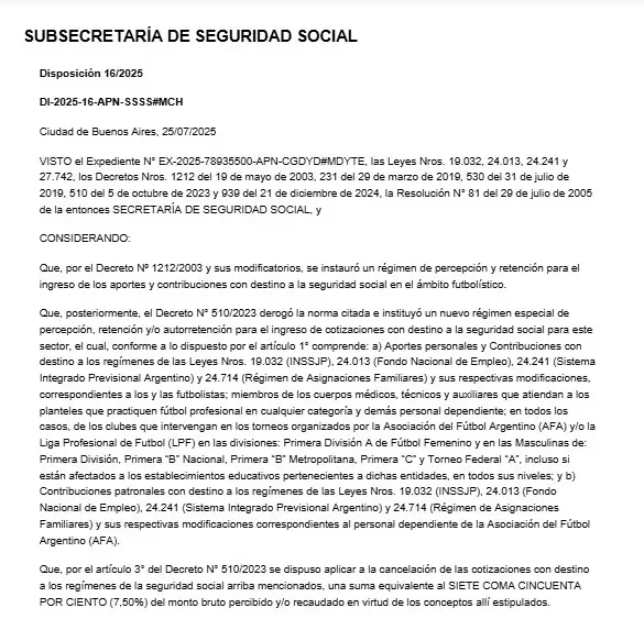 El Gobierno quita beneficios y aumenta al�cuotas a los clubes/ Fuente: Captura de pantalla