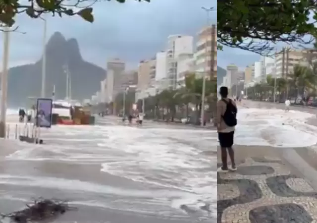 El mar desbord� y afect� a los comercios de R�o de Janeiro.