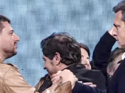 Juan Grabois, Axel Kicillof y Sergio Massa.
