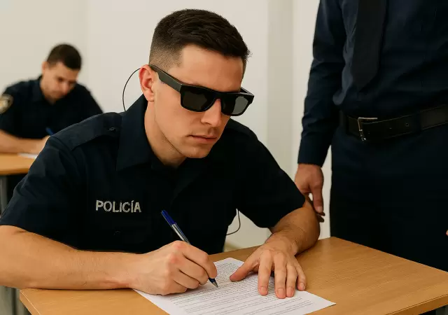 Polic�a us� lentes esp�a para copiar.