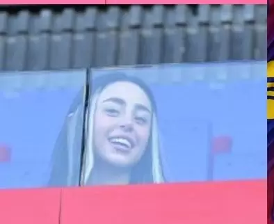 Niki Nicole viendo el partido de Lamile Yamal / Fuente: X