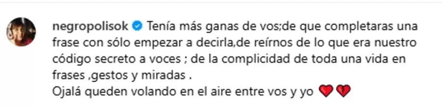 El emotivo posteo de la Negra