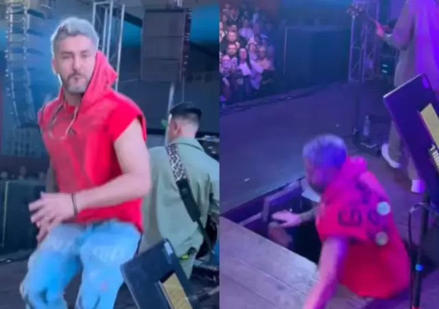 Momento de la ca�da del cantante.