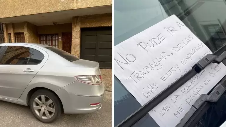 El cartel que le dej� la vecina al infractor.